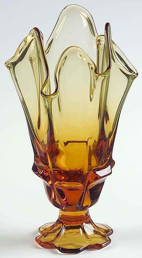 Valencia Amber 5"- 8"Handkerchief Vase by Fenton-1