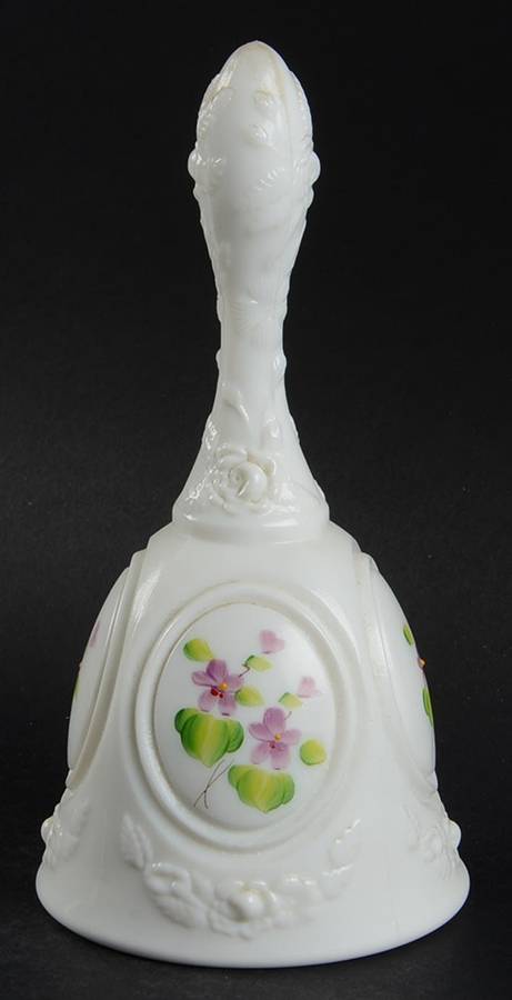 Violets In The Snow Medallion Bell by Fenton-1