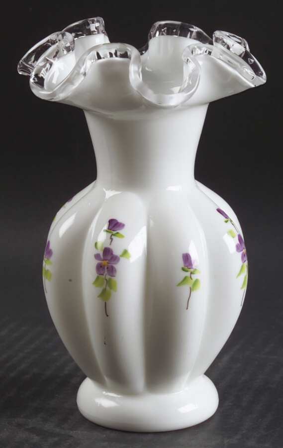 Violets In The Snow 6" Flower Vase by Fenton-1