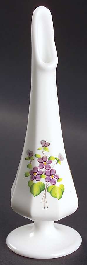 Violets In The Snow 7" Bud Vase by Fenton-1