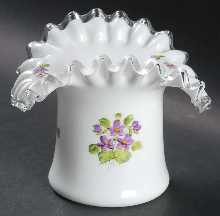 Violets In The Snow Top Hat Topper by Fenton-1