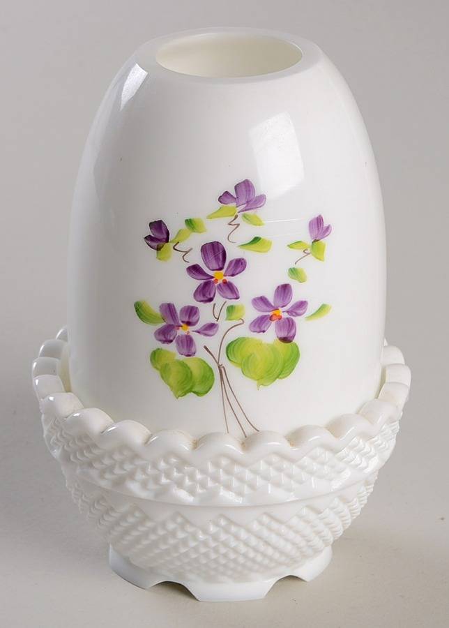 Violets In The Snow (2 Piece) Fairy Lamp by Fenton-1