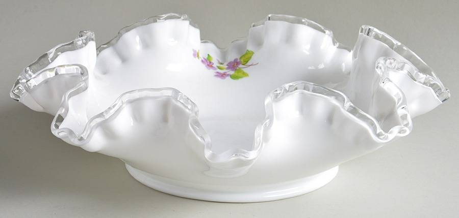 Violets In The Snow 10" Round Bowl by Fenton-1