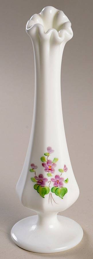 Violets In The Snow 7" Bud Vase by Fenton-1