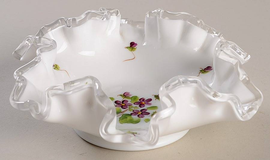 Violets In The Snow Small Double Crimp Bon Bon by Fenton-1