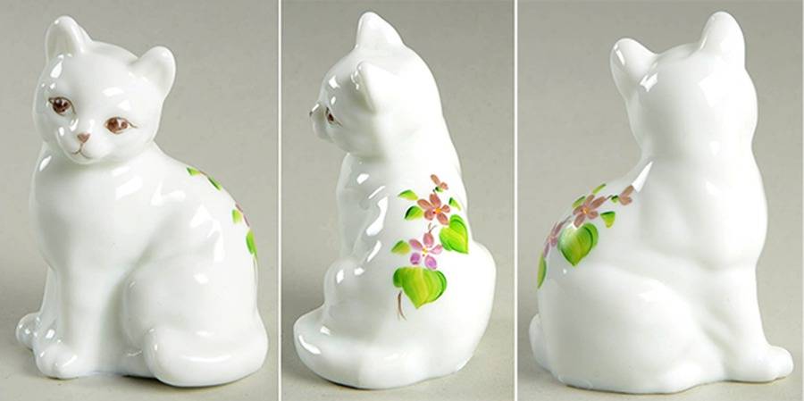 Violets In The Snow #5165 Sitting Cat by Fenton-1