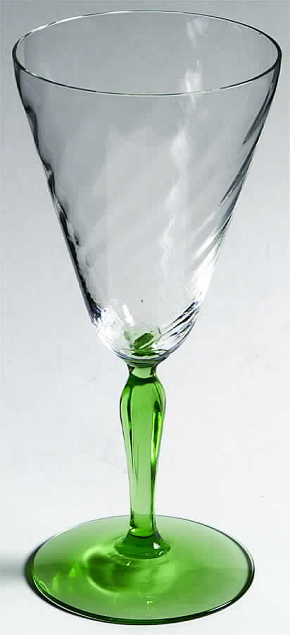 5082-5282 Green (Green Stem) Water Goblet by Fostoria-1