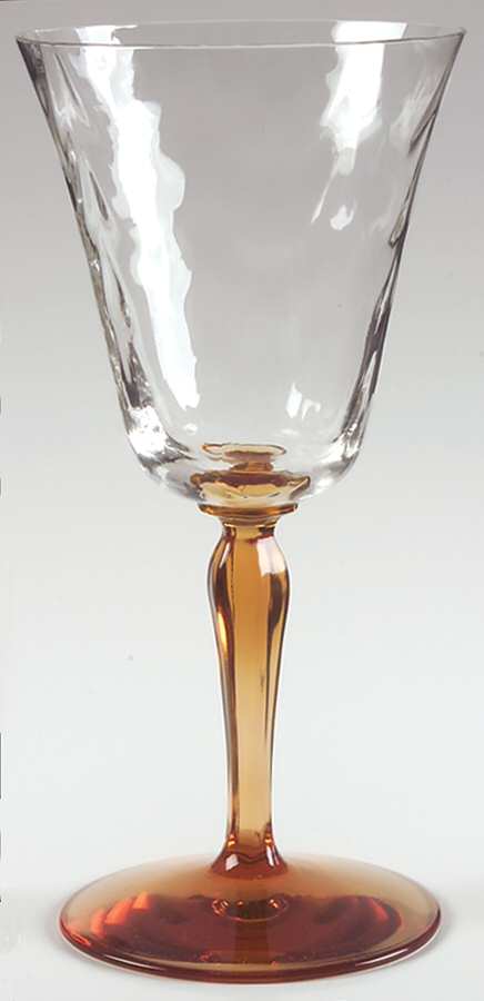 5093 Amber (Optic Loop, Amber Stem) Water Goblet by Fostoria-1