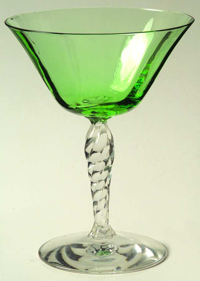 5097-5297 Green (Green Bowl, Clear Stem) Champagne/Tall Sherbet by Fostoria-1