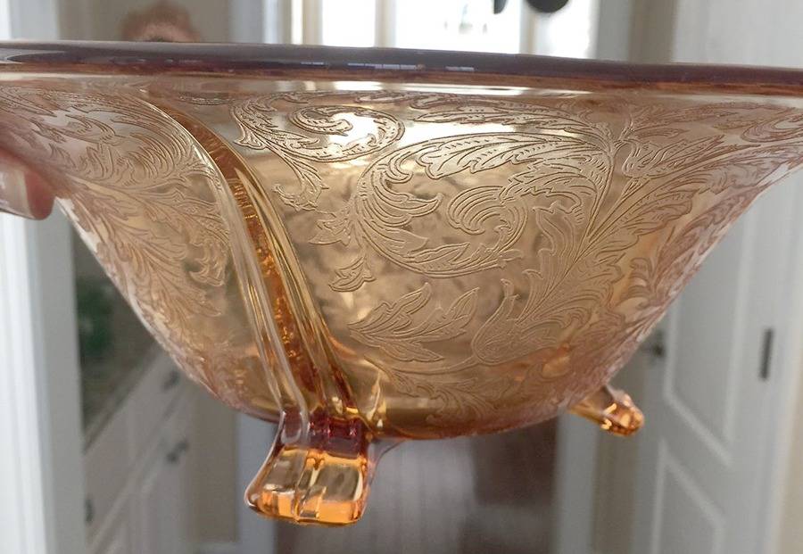 Acanthus Amber 11" 3-Toed Footed Bowl by Fostoria-1