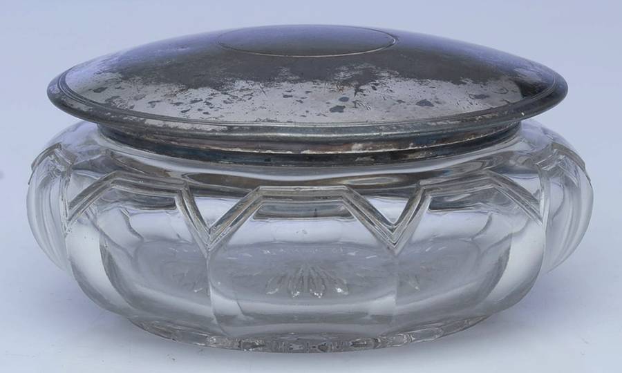 Alexis (Stem 1630, Heavy) Round Puff Box with Metal Lid by Fostoria-1