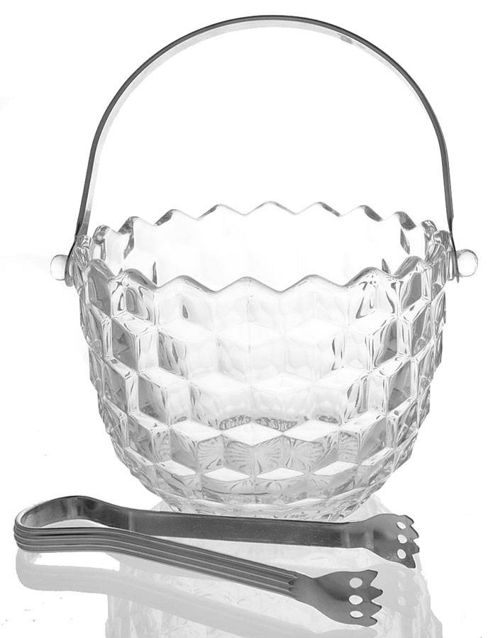 American Clear (Stem 2056) Ice Bucket with Detachable Handle and Tongs by Fostoria-1
