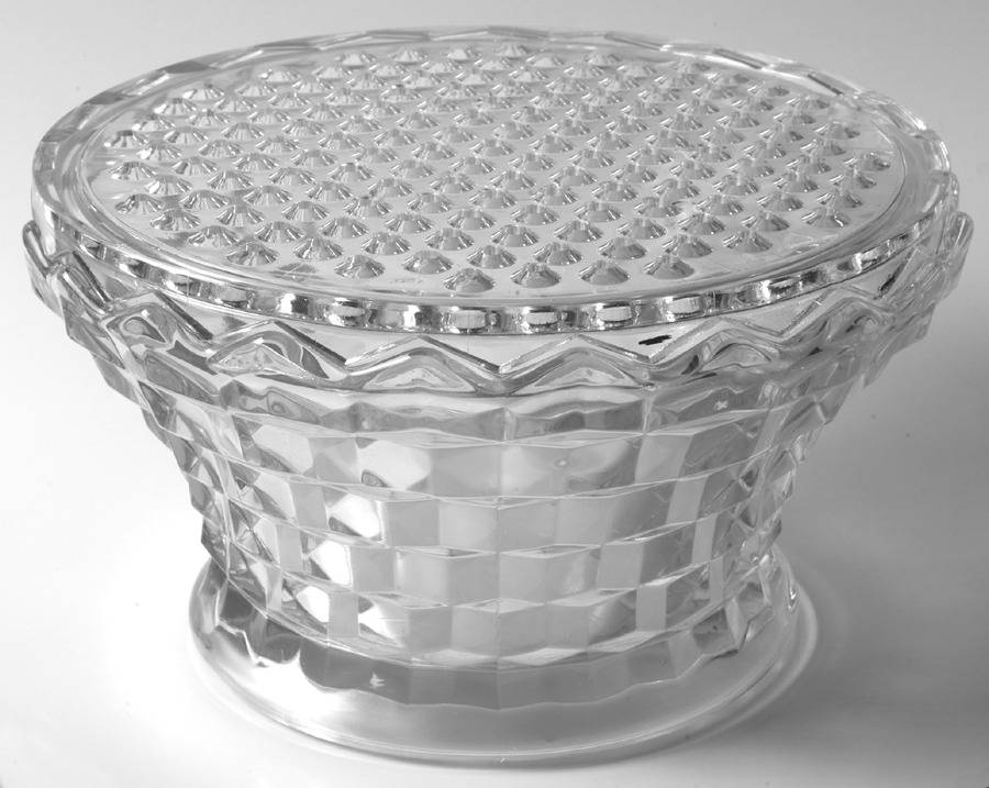 American Clear (Stem 2056) Flower Pot and Glass Frog Lid by Fostoria-1