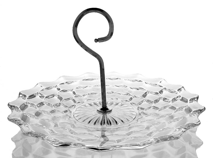 American Clear (Stem 2056) 10" Tray with Center Metal Handle by Fostoria-1