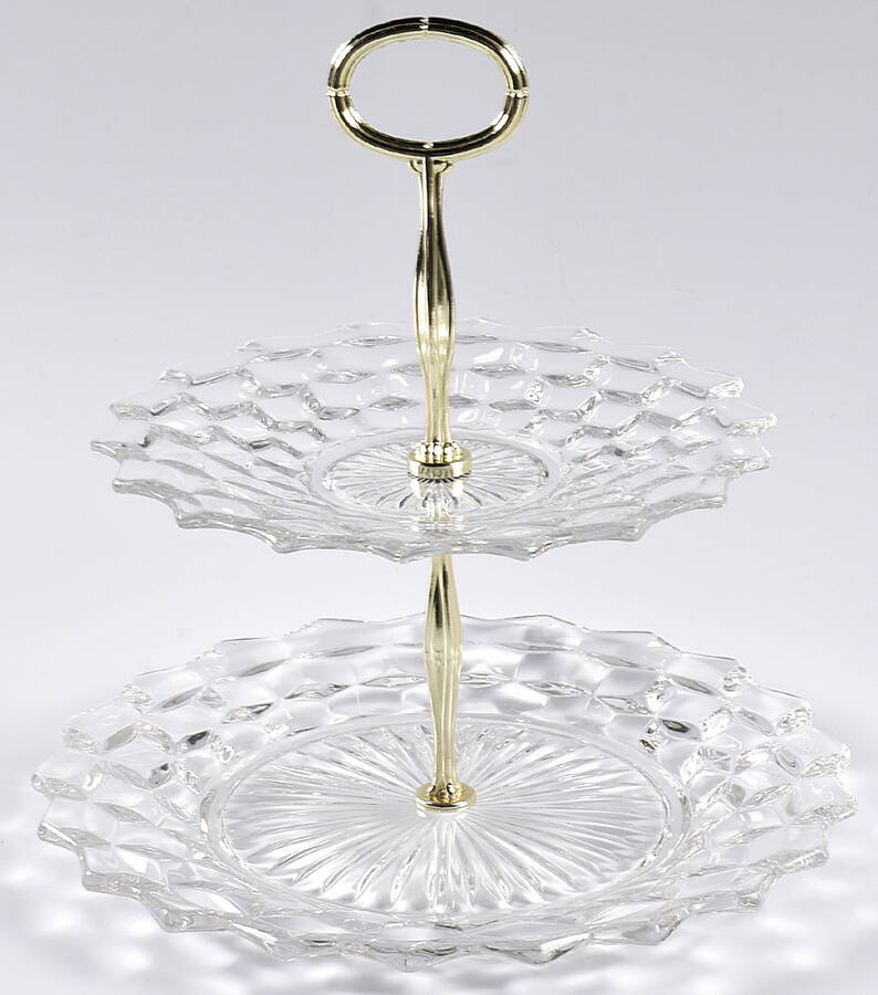 American Clear (Stem 2056) 2 Tier Serving Tray HC by Fostoria-1
