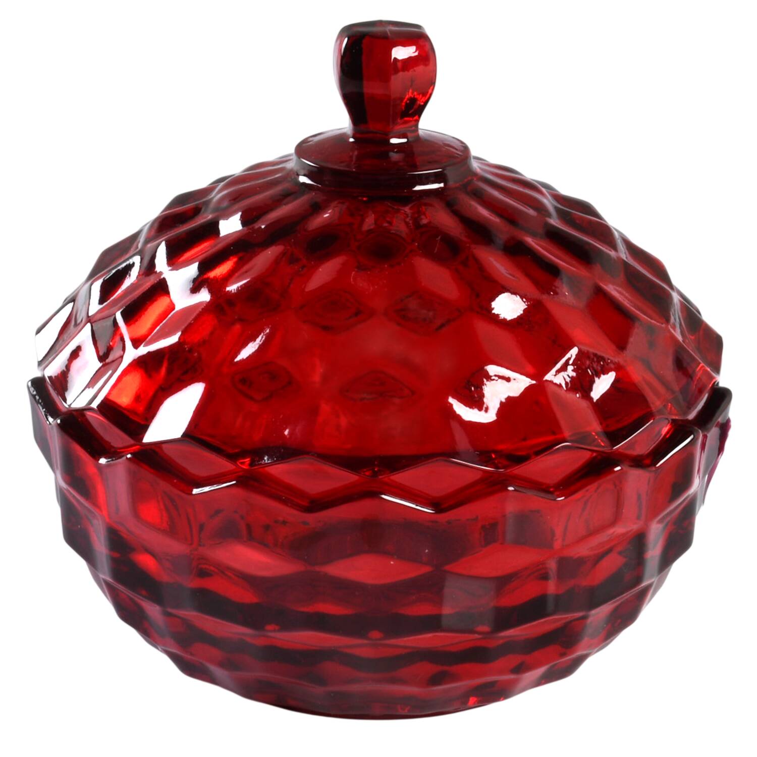 American Clear (Stem 2056) Ruby Candy Dish & Lid by Fostoria-1