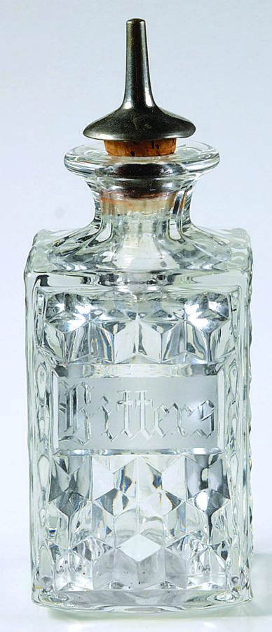 American Clear (Stem 2056) "Bitters" Bottle & Metal Tube by Fostoria-1