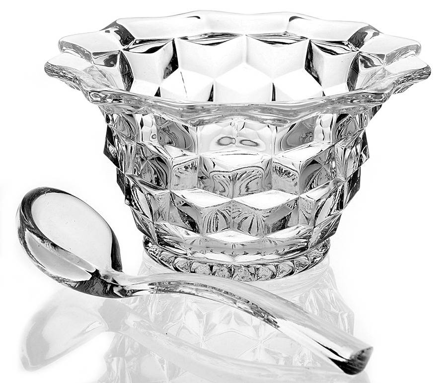 American Clear (Stem 2056) Mayonnaise Bowl & Ladle W/No Underplate by Fostoria-1