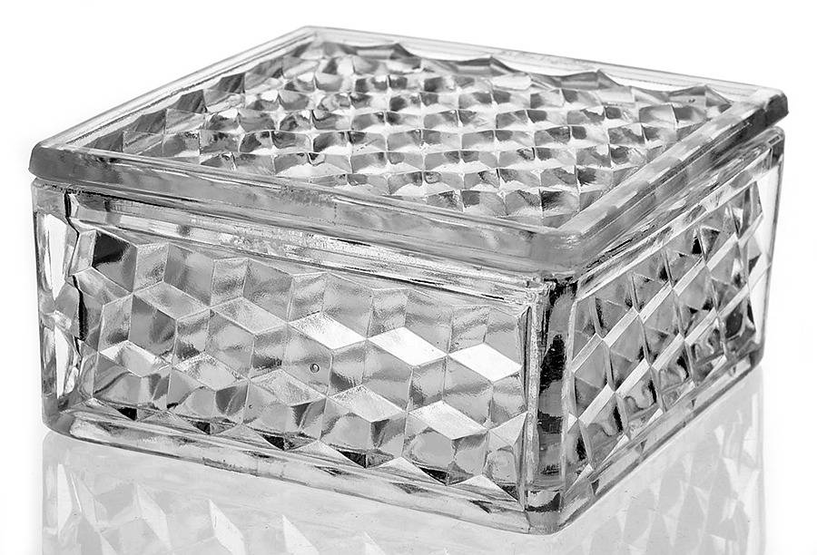 American Clear (Stem 2056) Square Puff Box with Lid by Fostoria-1