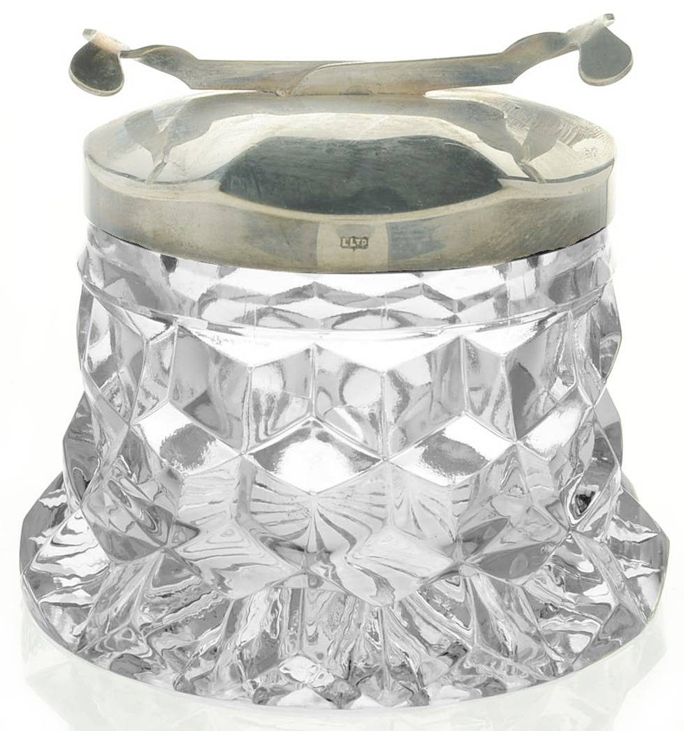 American Clear (Stem 2056) Sugar Cuber and Tongs In Lid by Fostoria-1