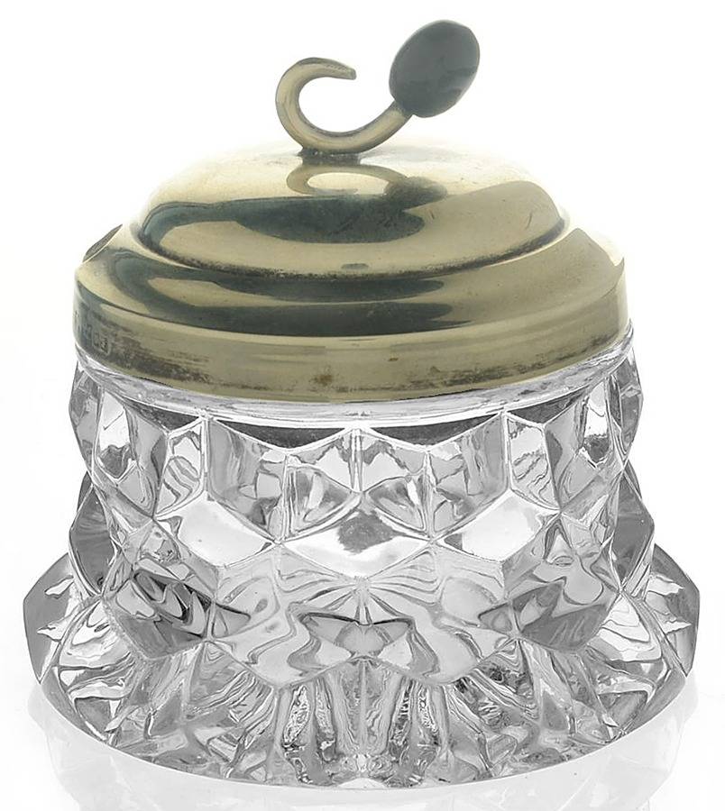 American Clear (Stem 2056) Mustard/Ink Well & Silver Lid No Spoon by Fostoria-1