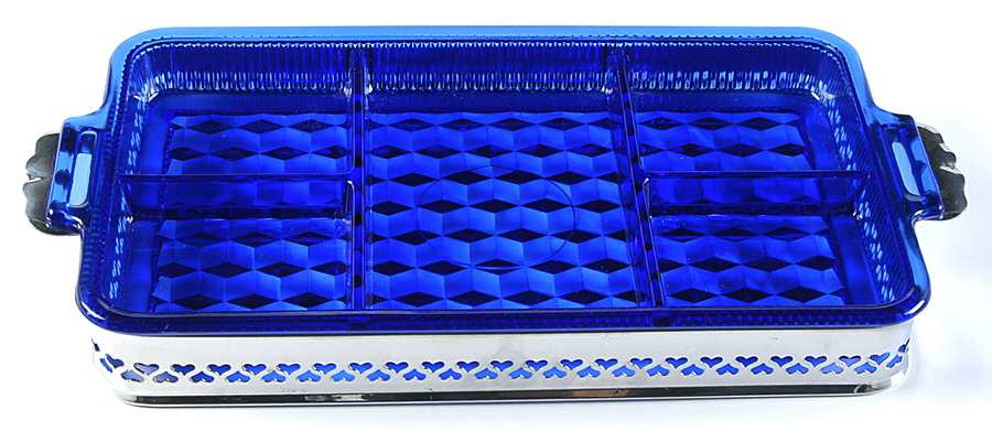American Clear (Stem 2056) 5-Part Divided Rectangular Tray with Metal Frame by Fostoria-1