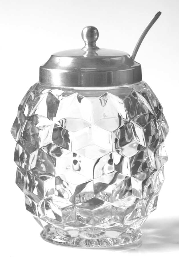 American Clear (Stem 2056) Honey Jar & Metal Lid with Spoon by Fostoria-1