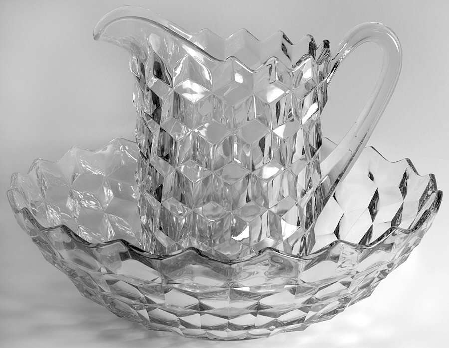 American Clear (Stem 2056) 16" Wash Bowl W/160 Oz Pitcher by Fostoria-1