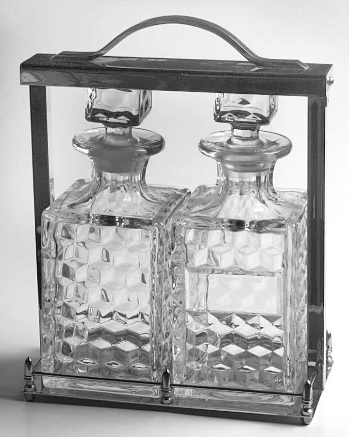 American Clear (Stem 2056) Decanter Set with Center Handle Side Lock Carrier by Fostoria-1