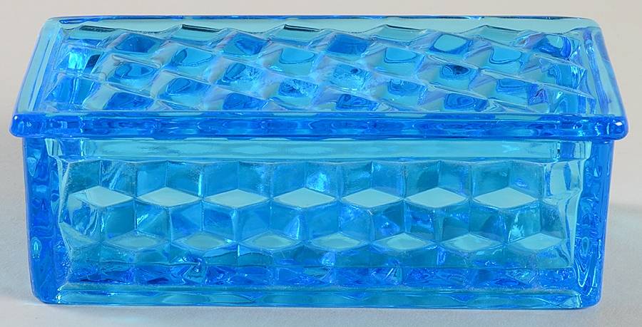 American Clear (Stem 2056) Blue Cigarette/Jewel Box with Lid by Fostoria-1