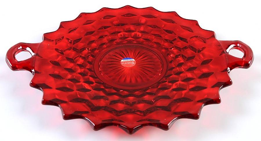 American Clear (Stem 2056) Ruby Handled Cake Plate by Fostoria-1