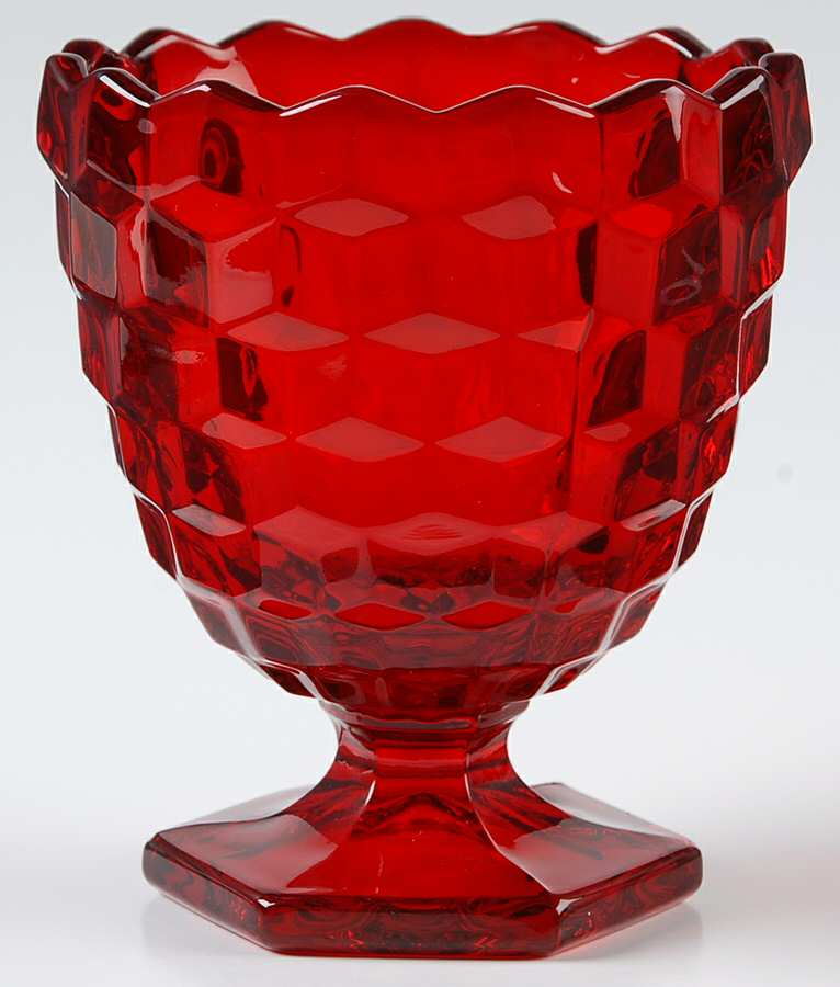 American Clear (Stem 2056) Ruby Hex Footed Candy Dish, No Lid by Fostoria-1