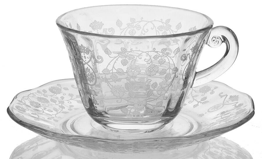Arcady (Stem 6014, Etch 326) Cup & Saucer Set by Fostoria-1