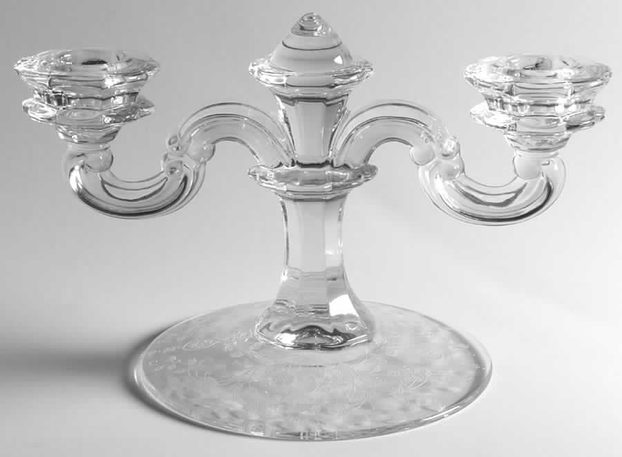 Arcady (Stem 6014, Etch 326) Double Light Candlestick by Fostoria-1