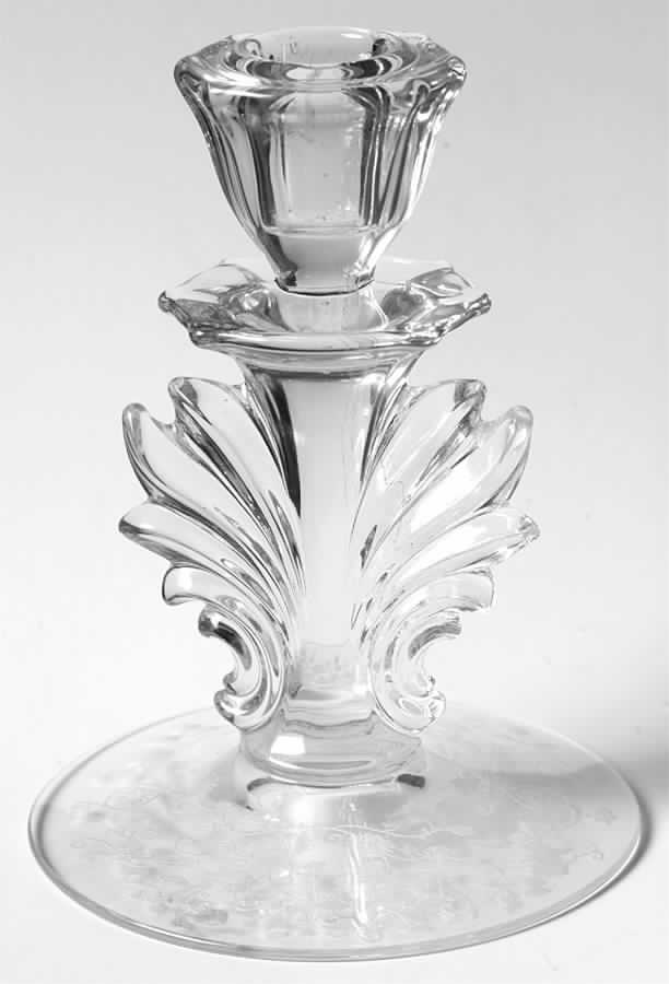 Arcady (Stem 6014, Etch 326) 5" Candlestick (Baroque Shape) by Fostoria-1