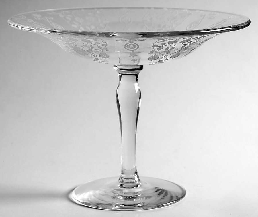 Arcady (Stem 6014, Etch 326) Round Compote (Height X Width) by Fostoria-1