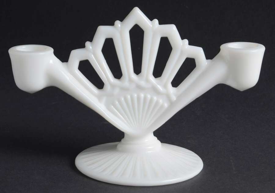 Arlington Milk Glass Double Light Candlestick by Fostoria-1