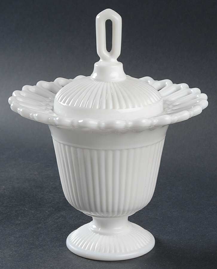 Arlington Milk Glass Spooner & Lid by Fostoria-1