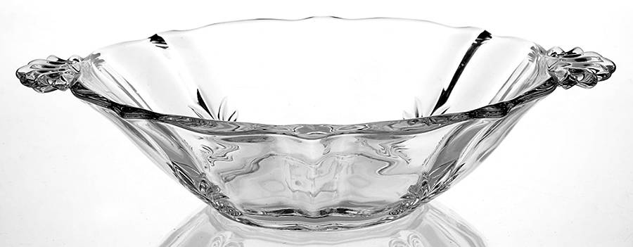 Baroque Clear 10" Round Handled Bowl (Baroque Shape) by Fostoria-1