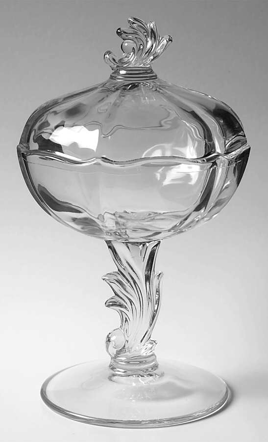 Baroque Clear Footed Jelly & Cover (Baroque Shape) by Fostoria-1
