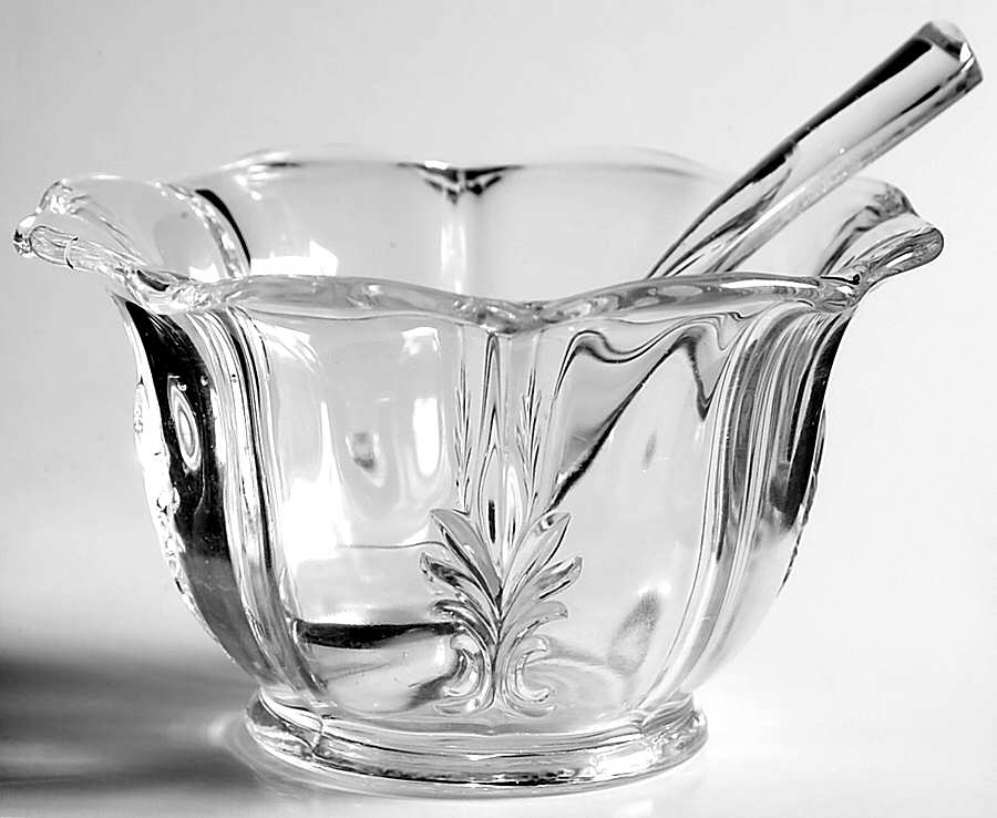 Baroque Clear Mayonnaise Bowl & Ladle (Baroque Shape) by Fostoria-1