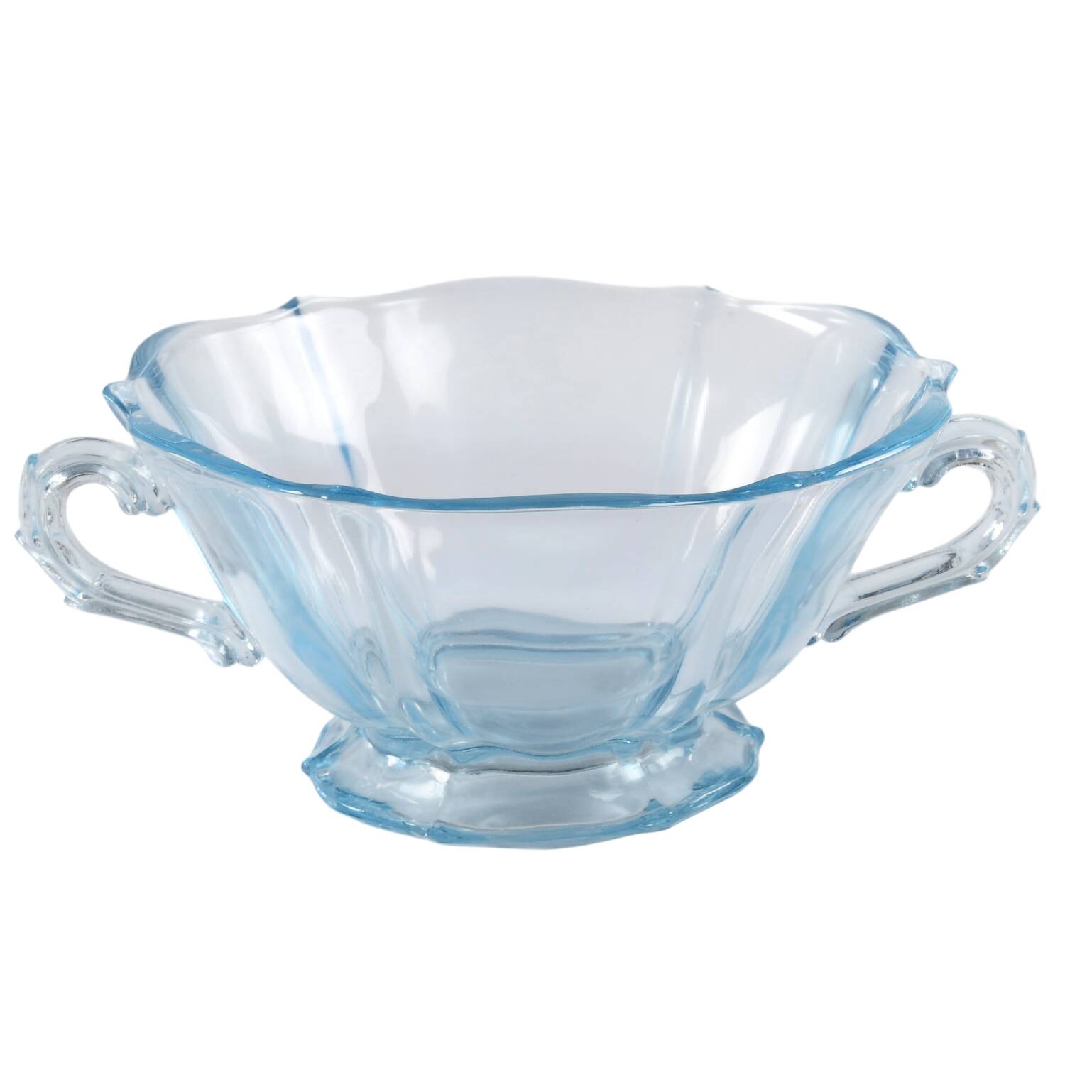 Baroque Blue Cream Soup Bowl (Baroque Shape) by Fostoria-1