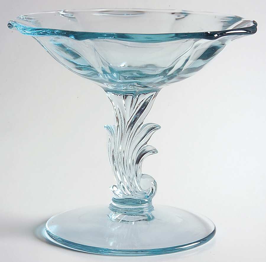 Baroque Blue 4" X 6" Baroque Shape Comport by Fostoria-1