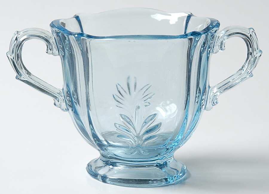 Baroque Blue Individual Footed Sugar (Baroque Shape) by Fostoria-1