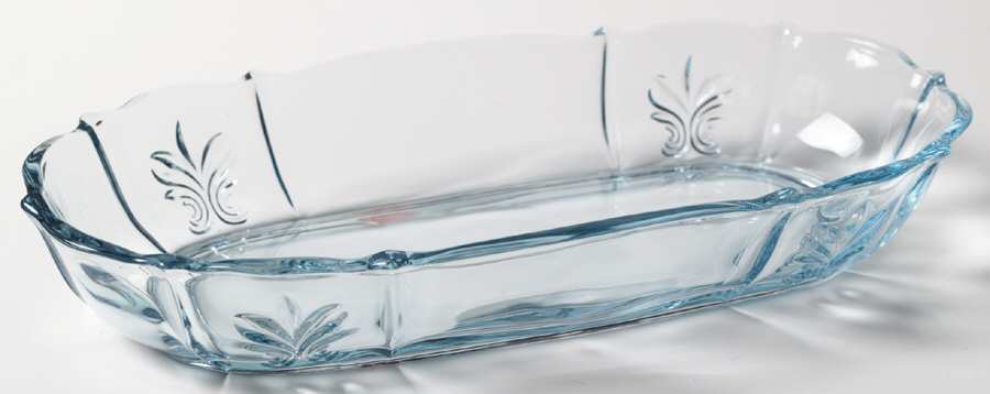 Baroque Blue 11" Oval Celery (Baroque Shape) by Fostoria-1