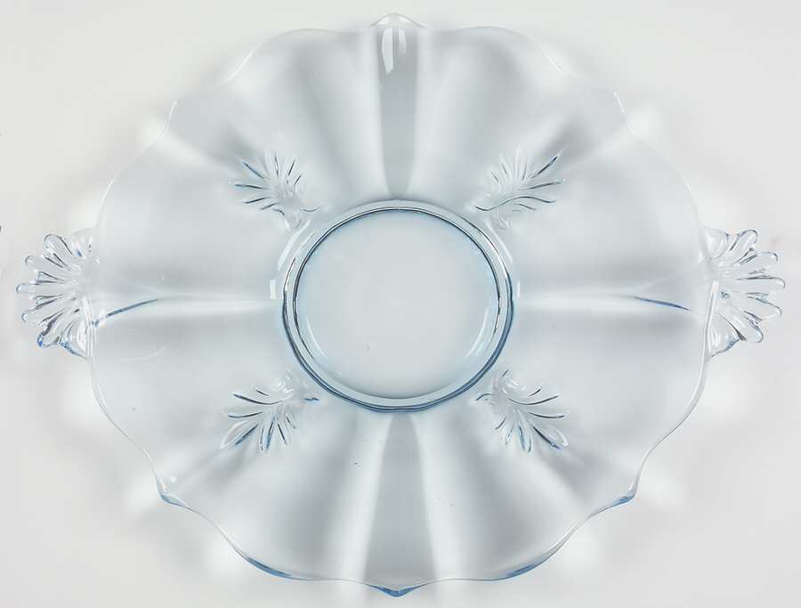 Baroque Blue Handled Cake Plate (Baroque Shape) by Fostoria-1