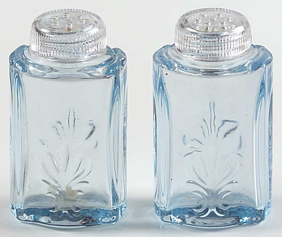 Baroque Blue Shaker Set with Glass Lids (Baroque Shape) by Fostoria-1