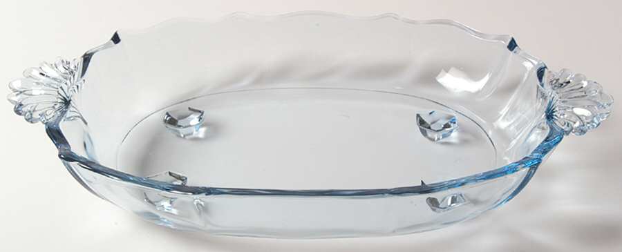 Baroque Blue Handled Floating Garden Bowl (Baroque Shape) by Fostoria-1