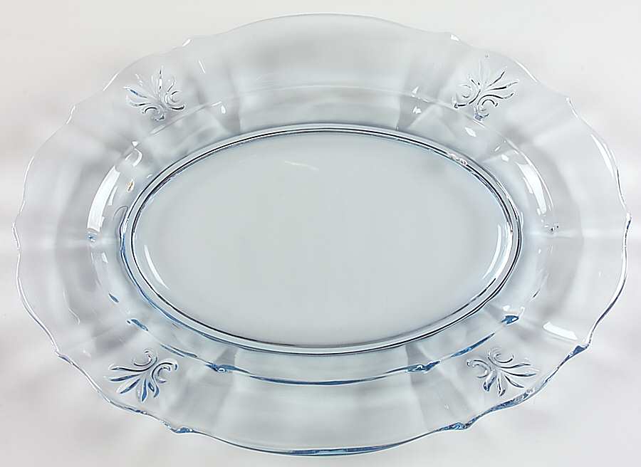 Baroque Blue 12" Oval Platter (Baroque Shape) by Fostoria-1