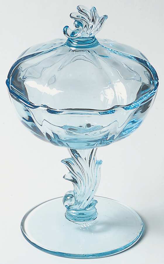 Baroque Blue Footed Jelly & Cover (Baroque Shape) by Fostoria-1